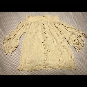 Boho off-the-shoulder fringe top